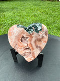Pink Amethyst with Green Jade Heart