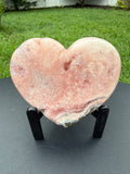 Druzy Pink Amethyst with Green Jade Heart