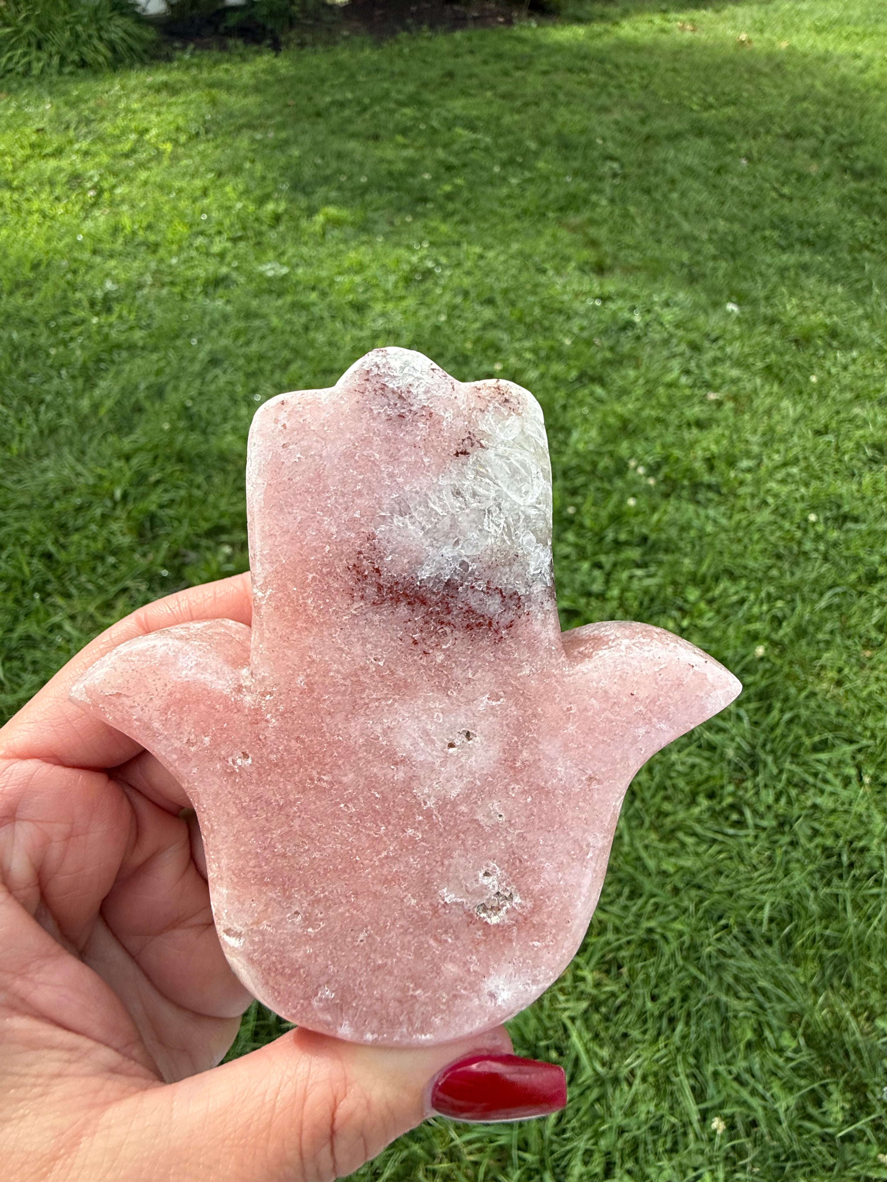 Pink Amethyst Hamsa Hand