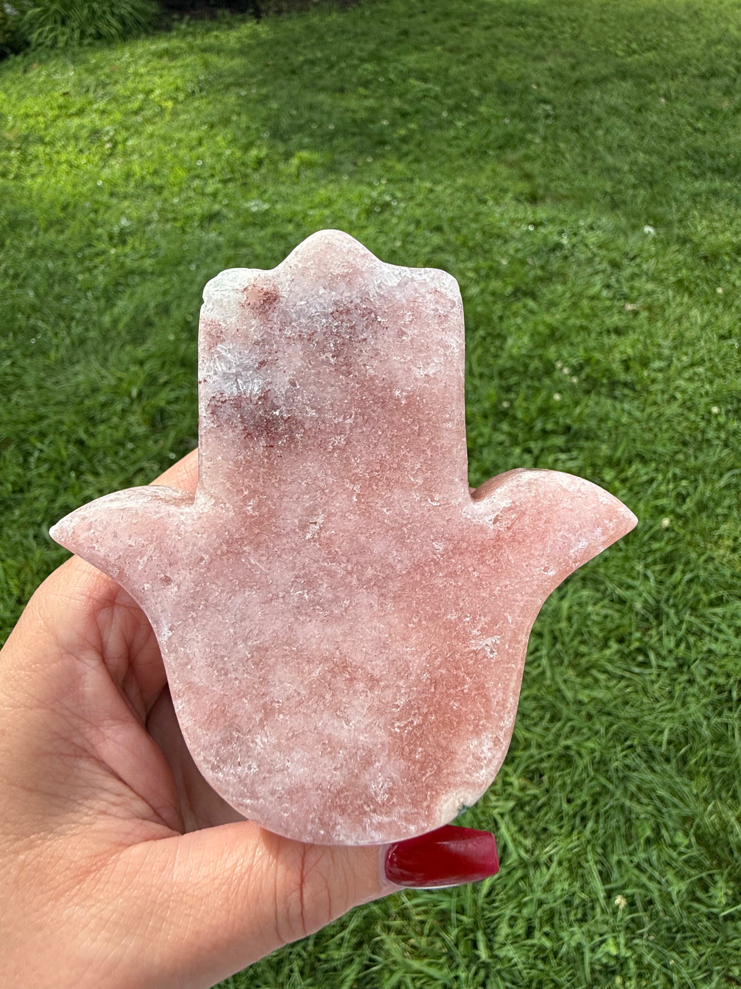 Pink Amethyst Hamsa Hand