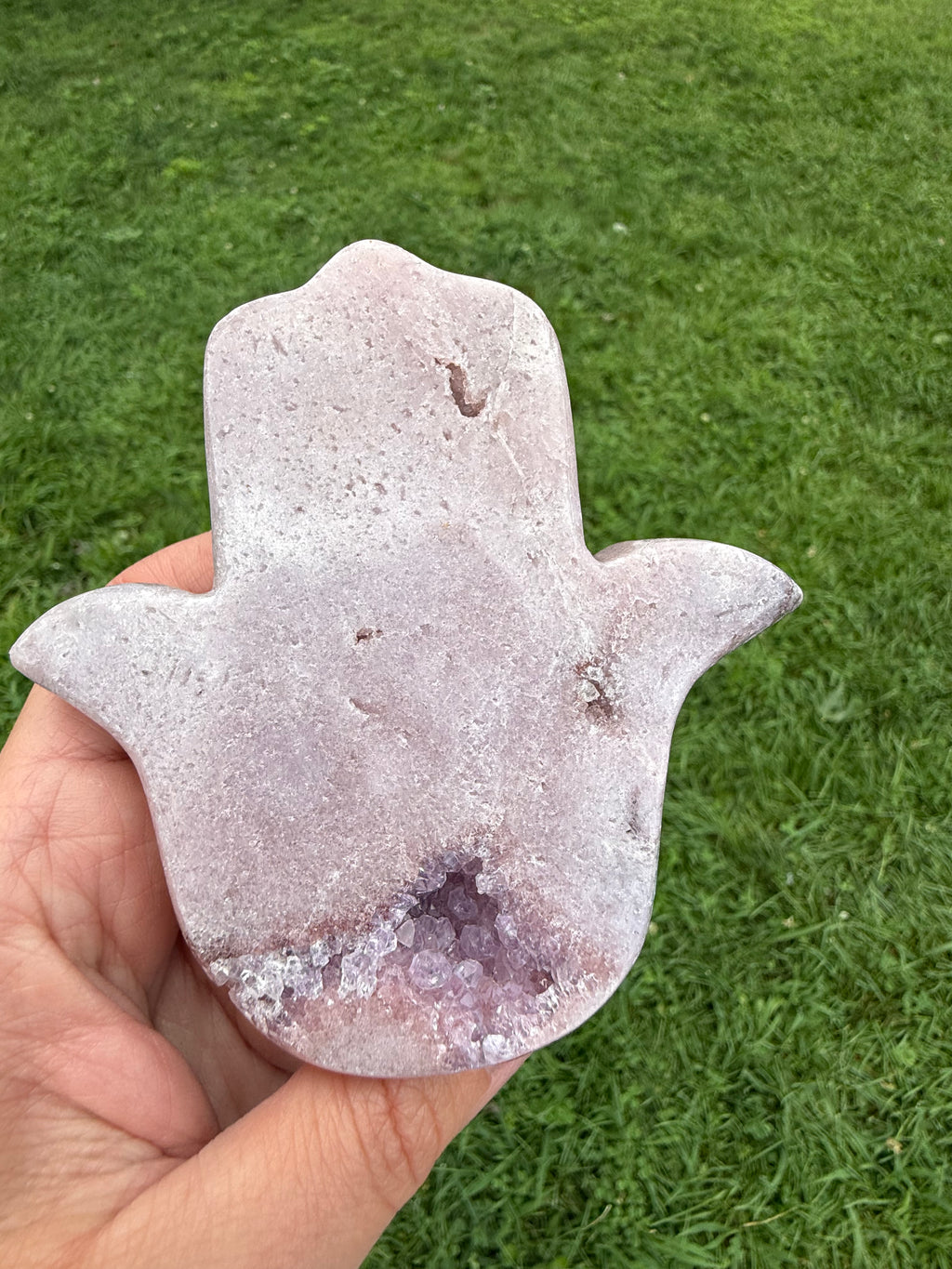 Pink Amethyst Hamsa Hand