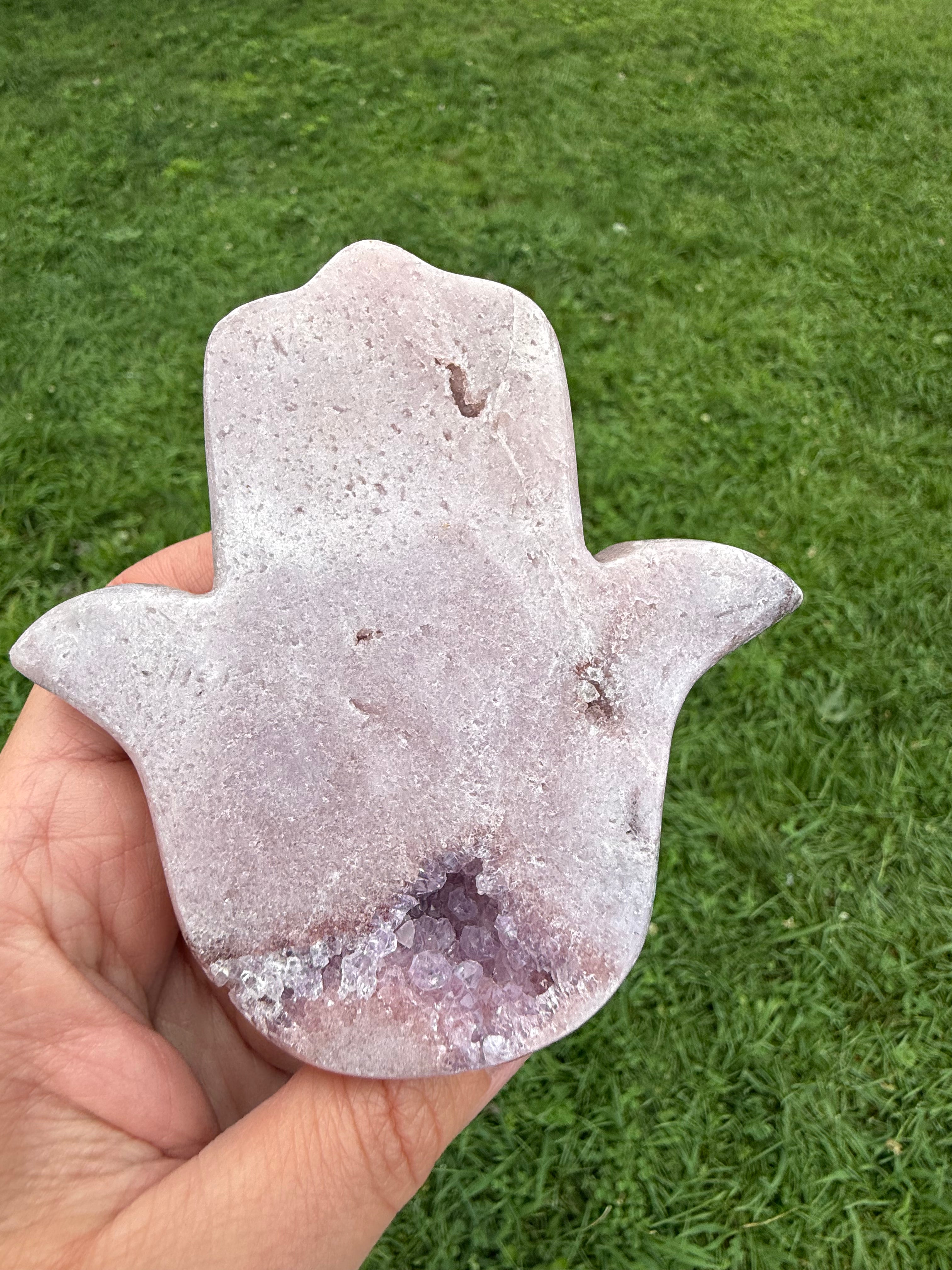 Pink Amethyst Hamsa Hand