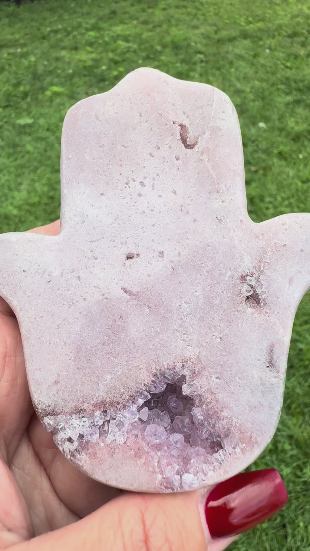 Pink Amethyst Hamsa Hand